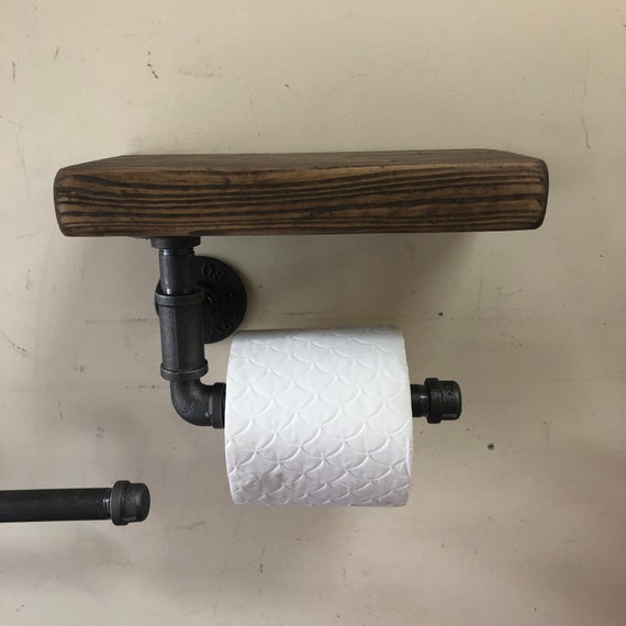 IRON | Reclaimed Timber Toilet Roll Holder With Or Without Shelf