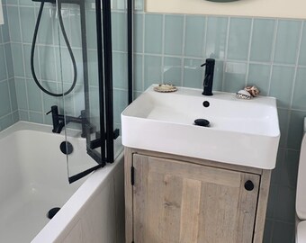 BLYTHE | Handmade Wooden Furniture | Bathroom Vanity Unit With Storage | Rustic Basin Unit | Natural Wood Bathroom Vanity Unit | Sink Unit