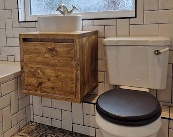 WIMBLEDON WALL | Handmade Bathroom Unit | Wall Mounted Bathroom Unit | Rustic Vanity | Solid Wood Bathroom Vanity | Natural Wood Vanity Unit