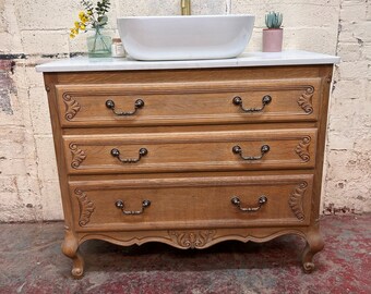 VINTAGE 166 |  French Louis XV Style Vintage Chest of Drawers | Including Soho Basin | Including Quartz Top