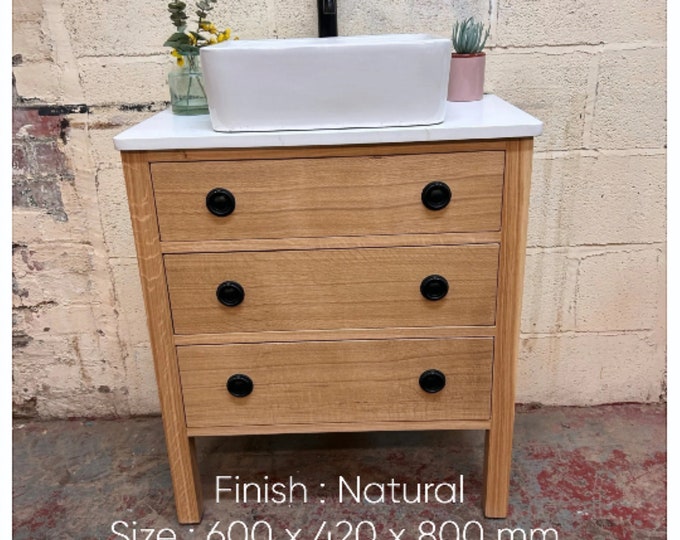 LEDBURY  | Classic Oak 3 Drawer Chest | Solid Oak | Reclaimed Oak | Oak Bathroom Furniture | Solid Oak Vanity Unit | Vintage Oak