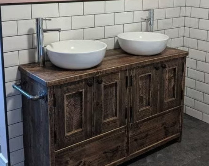 HEXHAM| Handmade Bathroom Furniture | Custom Made Sink Unit | Rustic Sink Unit | Unique Bathroom Furniture | Solid Wood Vanity