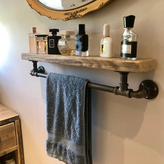 Iron : Timber Shelf with Towel rail