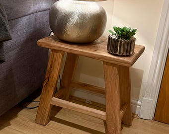 STOOL | Side table | Solid Oak  Bathroom Furniture | Custom Made Bathroom Stool  | Rustic Furniture | Solid Reclaimed Oak