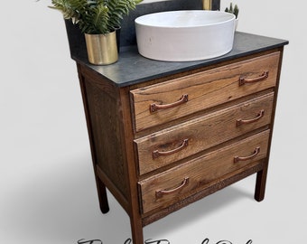 NOW SOLD | VINTAGE 196 | Vintage Oak Vanity | Solid Oak Vanity | Vintage Oak | Oak Bathroom Vanity