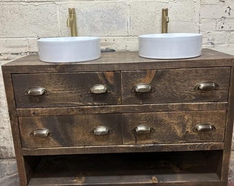 ABINGDON DOUBLE | Instock Handmade Rustic Pine Furniture | Solid Timber Vanity Unit | Quick Delivery