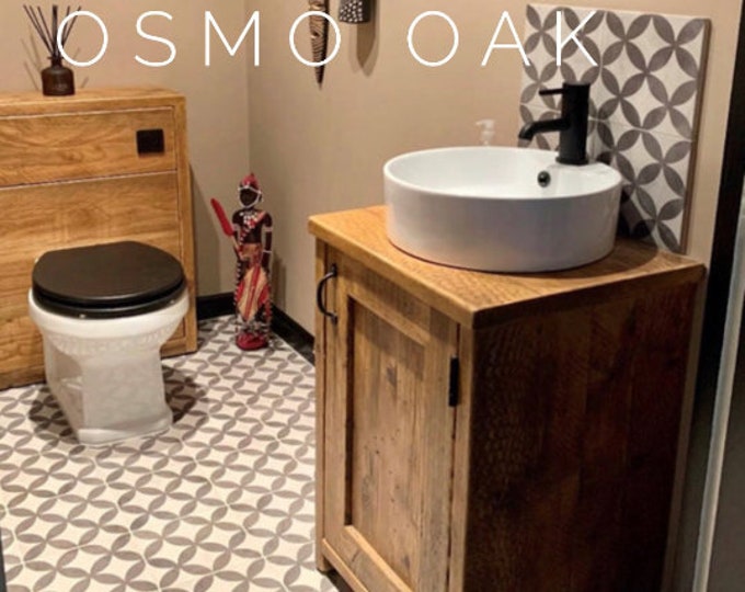 SETTLE - ALNWICK |  Toilet and basin set | Bathroom cabinet | Rustic Vanity | Handmade Bathroom Furniture | Bathroom Vanity Unit
