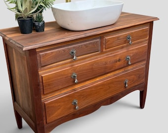 VINTAGE 216 | Restored Vintage Mahogany  Vanity Unit With Quartz Top Options