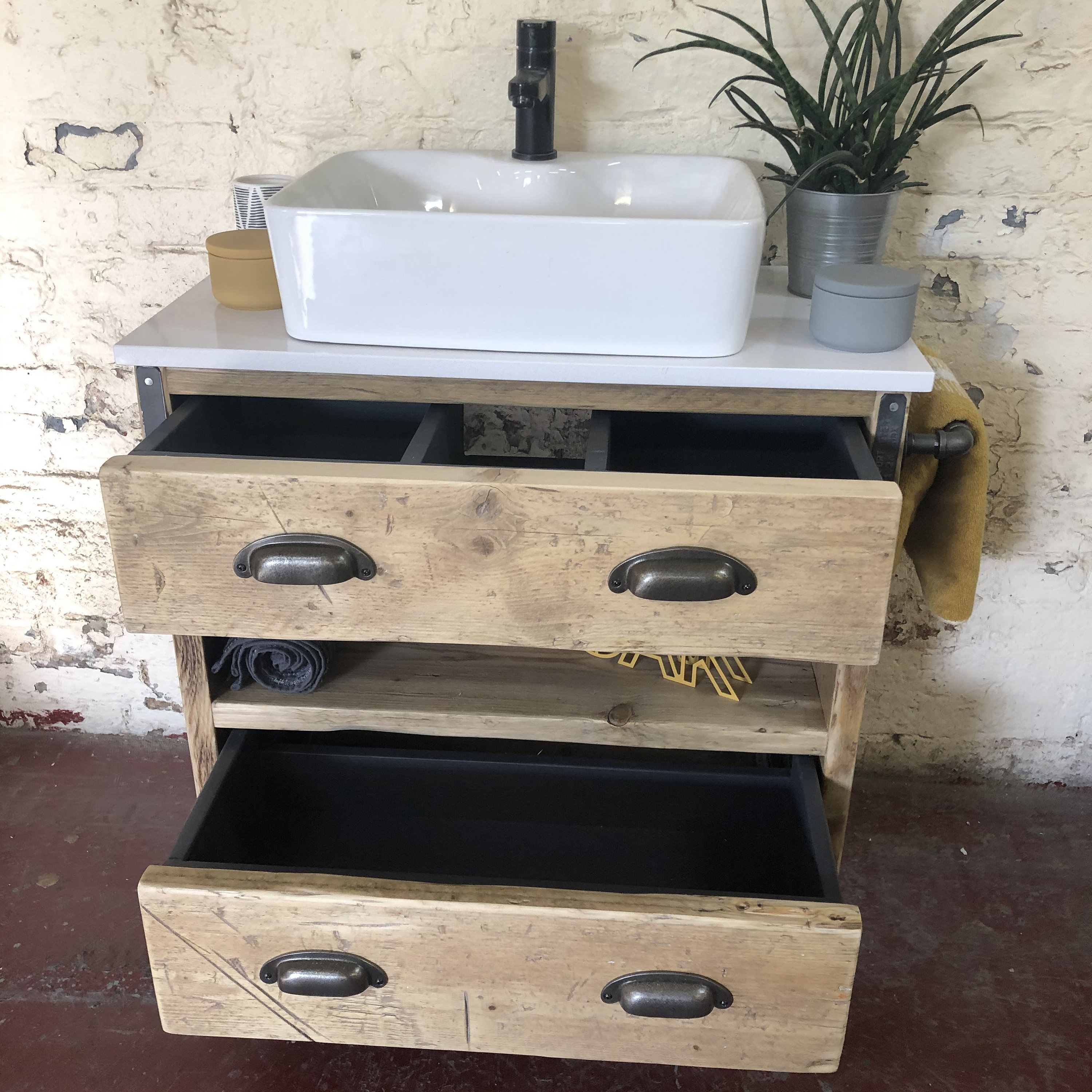 GADDESTON Handmade Reclaimed Timber Bathroom Vanity Unit.