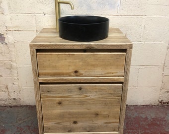 FULHAM |  Handmade Wooden Bathroom Furniture | Natural Wood Bathroom Unit | Rustic Vanity | Bathroom Furniture | Solid Wood Sink Basin Unit