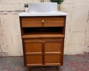 NATHEN  SQUARE | Mid-Century Bathroom Vanity Including Quartz Worktop