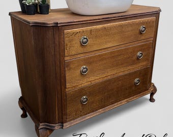 VINTAGE 220  | Vintage Oak Chest | Solid Oak Drawers | Vintage Oak | Oak  Bathroom Vanity