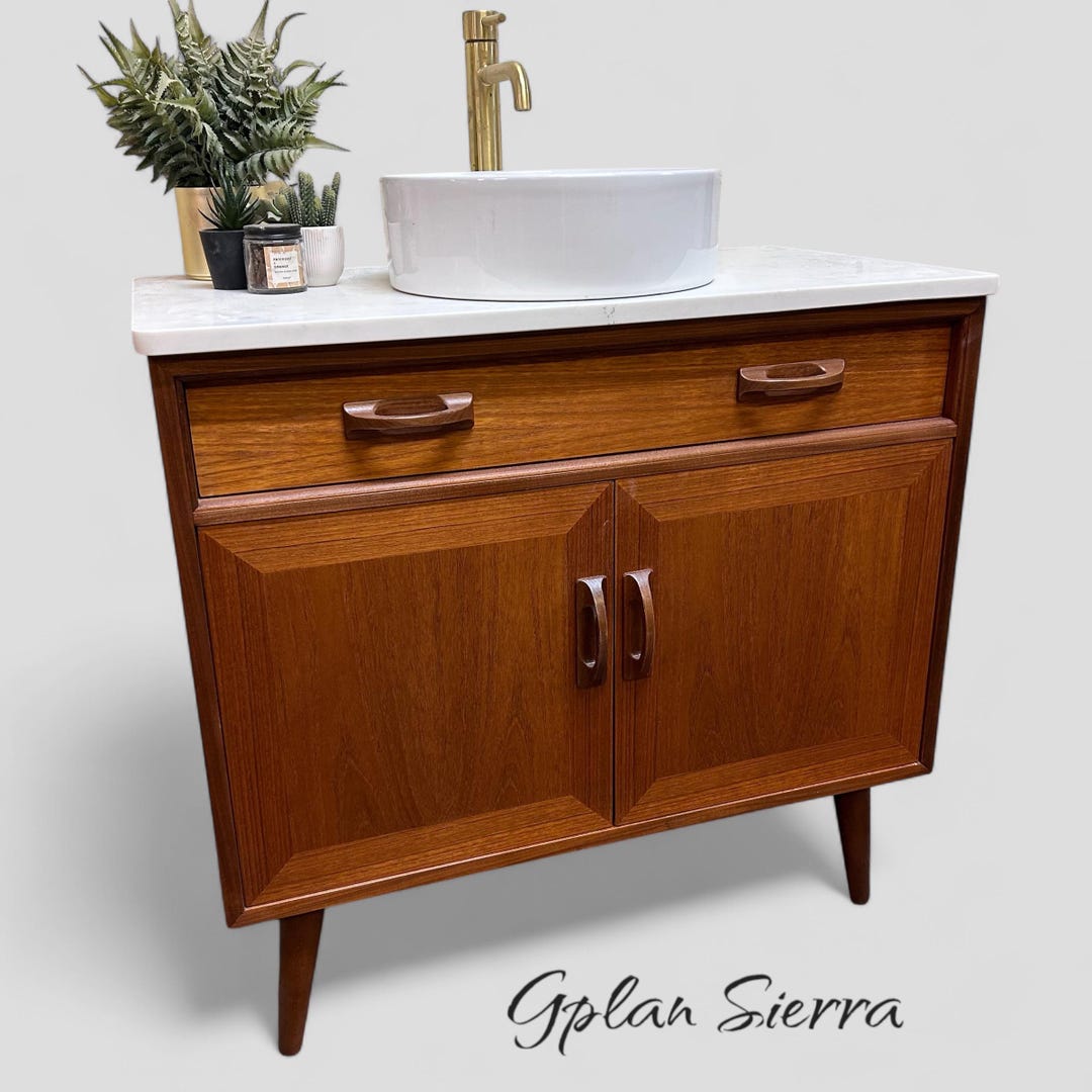 G-PLAN | SIERRA | Mid-century Bathroom Vanity | Including Quartz