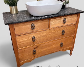 NOW SOLD  | VINTAGE 197 | Vintage Oak Vanity | Solid Oak Vanity | Vintage Oak | Oak Bathroom Vanity