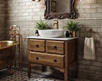 Classic Oak 3 Drawer Chest | Solid Oak Bathroom Furniture | Custom Sizes Available  | Model WINCHESTER