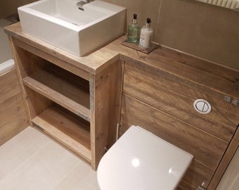 OXFORD COMBINATION  |  Natural Handmade Wooden Bathroom Furniture | Wooden Vanity unit | Basin & Toilet Furniture Set | Bathroom Vanity Unit