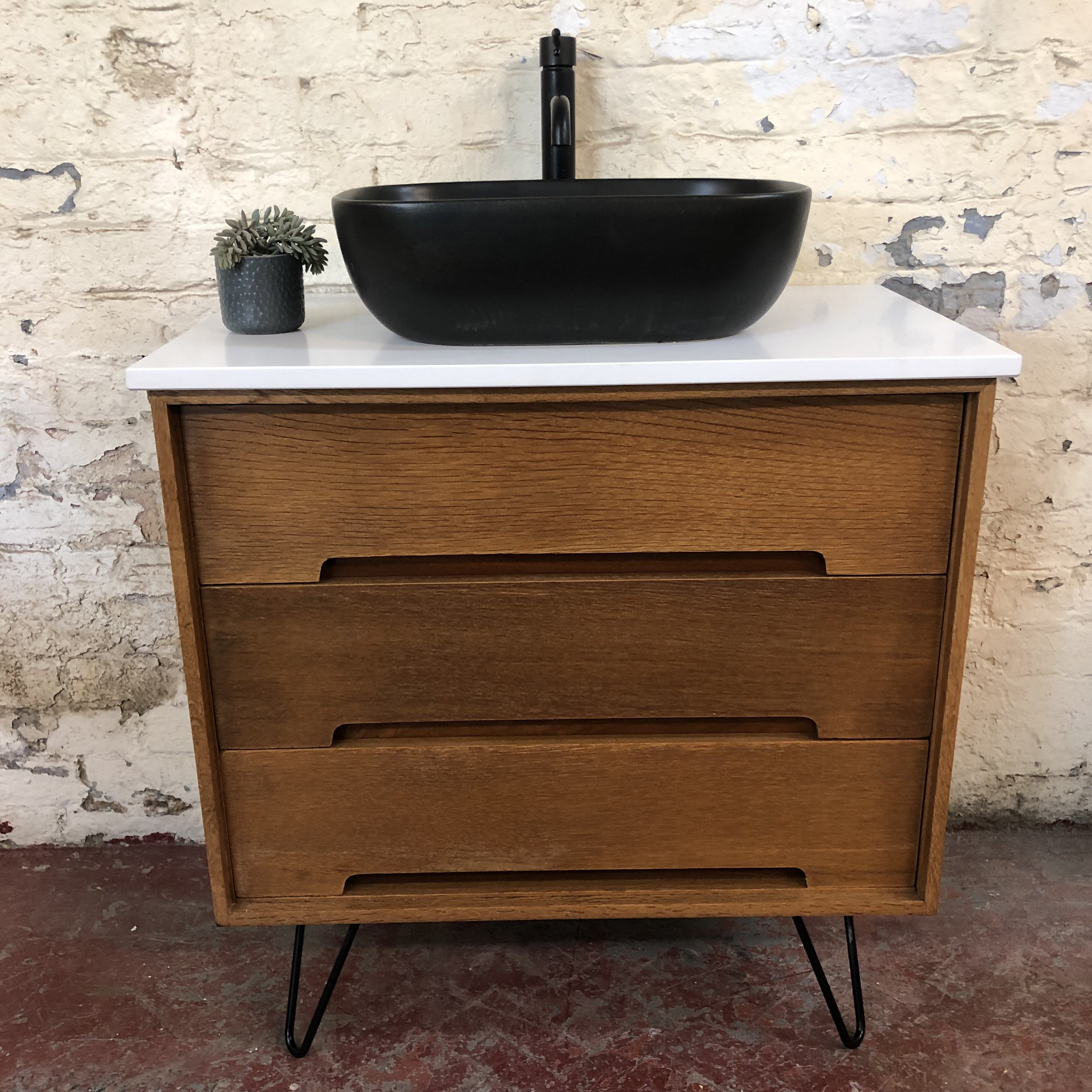 STAG C Line Bathroom Vanity Including Quartz Worktop And Tapered Legs