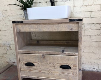 BATTERSEA | Handmade Wood Furniture | Bathroom Vanity Unit With Storage | Rustic Basin Unit | Natural Wood Bathroom Vanity Unit | Sink Unit