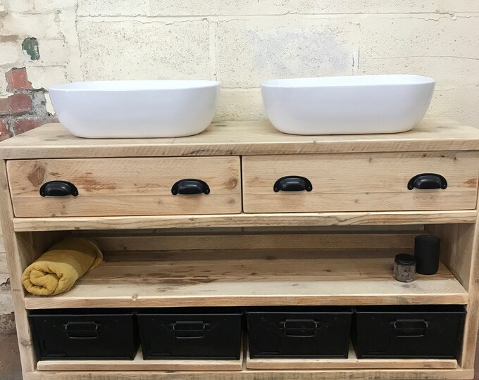 IN STOCK | DULWICH | Handmade Bathroom Furniture | Custom Made Sink Unit | Rustic Sink Unit | Solid Wood Vanity