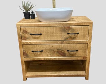 Abingdon Handmade Rustic Pine Vanity Unit | Solid Timber Bathroom Furniture