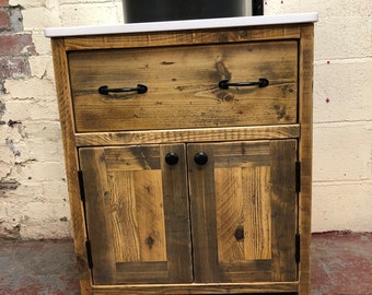 STAINFORTH | Handmade Wood Furniture | Bathroom Vanity Unit With Storage | Rustic Basin Unit | Natural Wood Bathroom Vanity Unit | Sink Unit