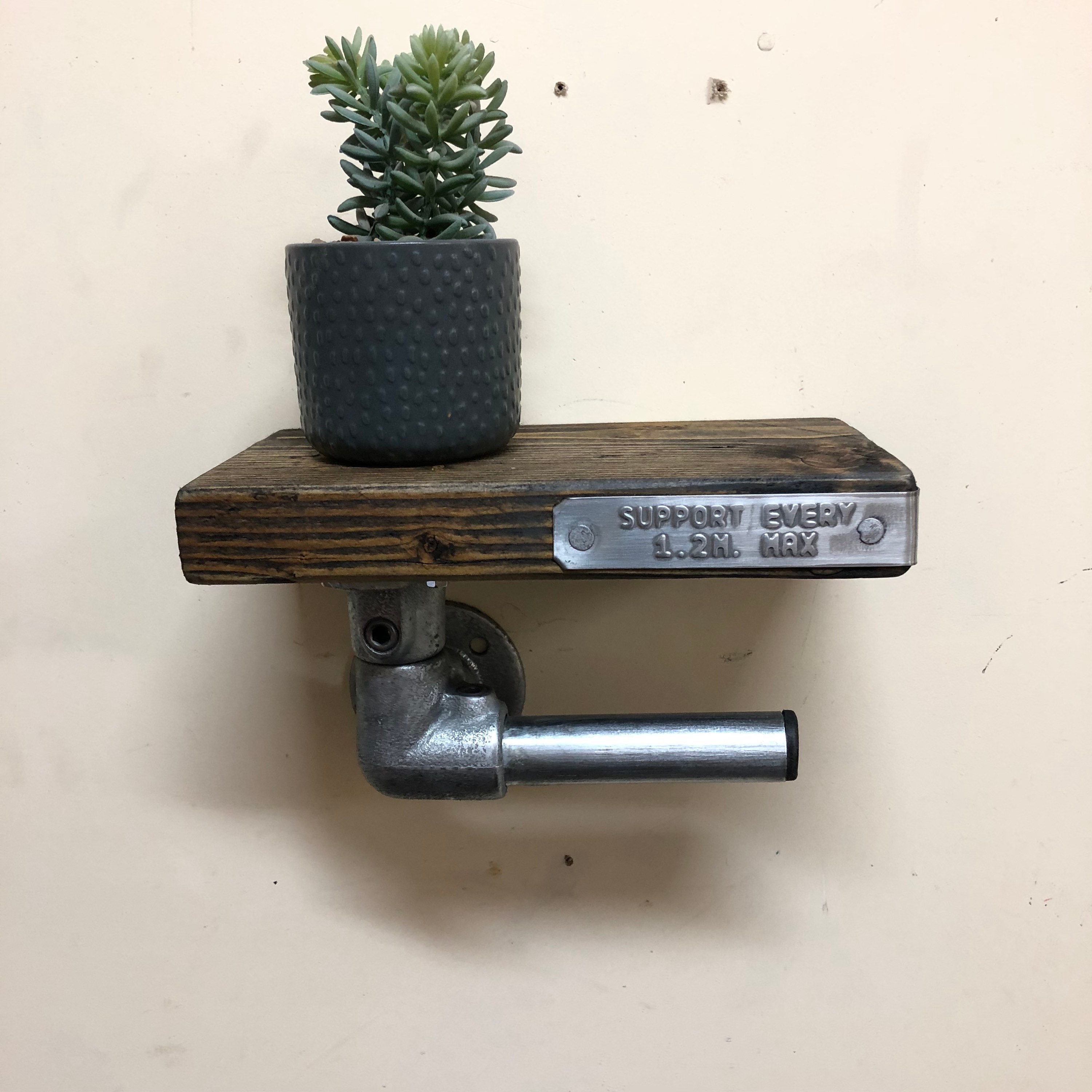 TILBURY Toilet Roll Holder With Reclaimed Timber Shelf