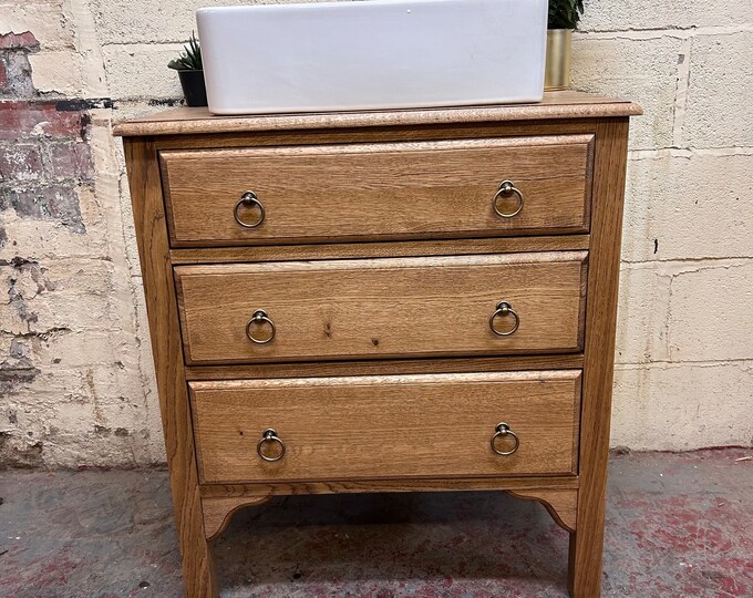 LEDBURY  | Classic Oak 3 Drawer Chest | Solid Oak | Reclaimed Oak | Oak Bathroom Furniture | Solid Oak Vanity Unit | Vintage Oak