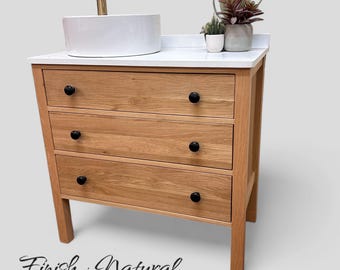 LEDBURY  | Classic Oak 3 Drawer Chest | Solid Oak | Reclaimed Oak | Oak Bathroom Furniture | Solid Oak Vanity Unit | Vintage Oak