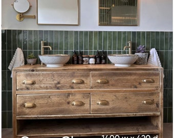 ABINGDON DOUBLE | Handmade Reclaimed Timber Bathroom Furniture | Bathroom Vanity Unit With Storage | Rustic Basin Unit | Bathroom Vanity
