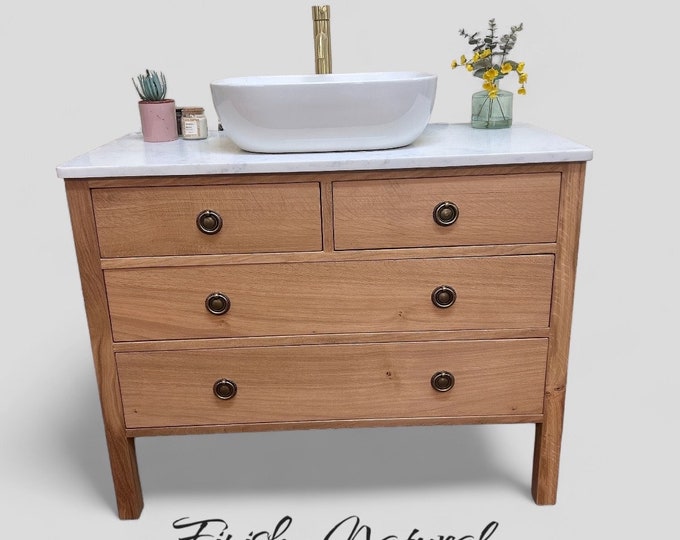 AYLESBURY | Classic Oak 4 Drawer Chest | Solid Oak | Reclaimed Oak | Oak Bathroom Furniture | Solid Oak Vanity Unit | Oak Furniture
