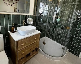 Abingdon | Reclaimed Bathroom Vanity Unit | Handmade Solid Wood Rustic Cabinet with Drawers,