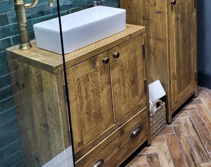 HEXHAM | Handmade Bathroom Furniture | Custom Made Sink Unit | Rustic Sink Unit | Unique Bathroom Furniture | Solid Wood Vanity