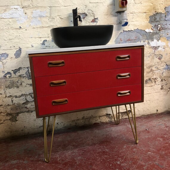 GPLAN | Fresco Bathroom Vanity Including Quartz Worktop | Basin | Hair Pin Legs |