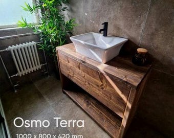 GLASGOW | Handmade Reclaimed Timber Bathroom Furniture  | Handless Vanity Unit | Solid Wood Basin | Wooden Bathroom Cabinet |