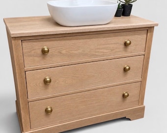 VINTAGE 227 | Restored Vintage Oak  Vanity Unit With Quartz Top Options