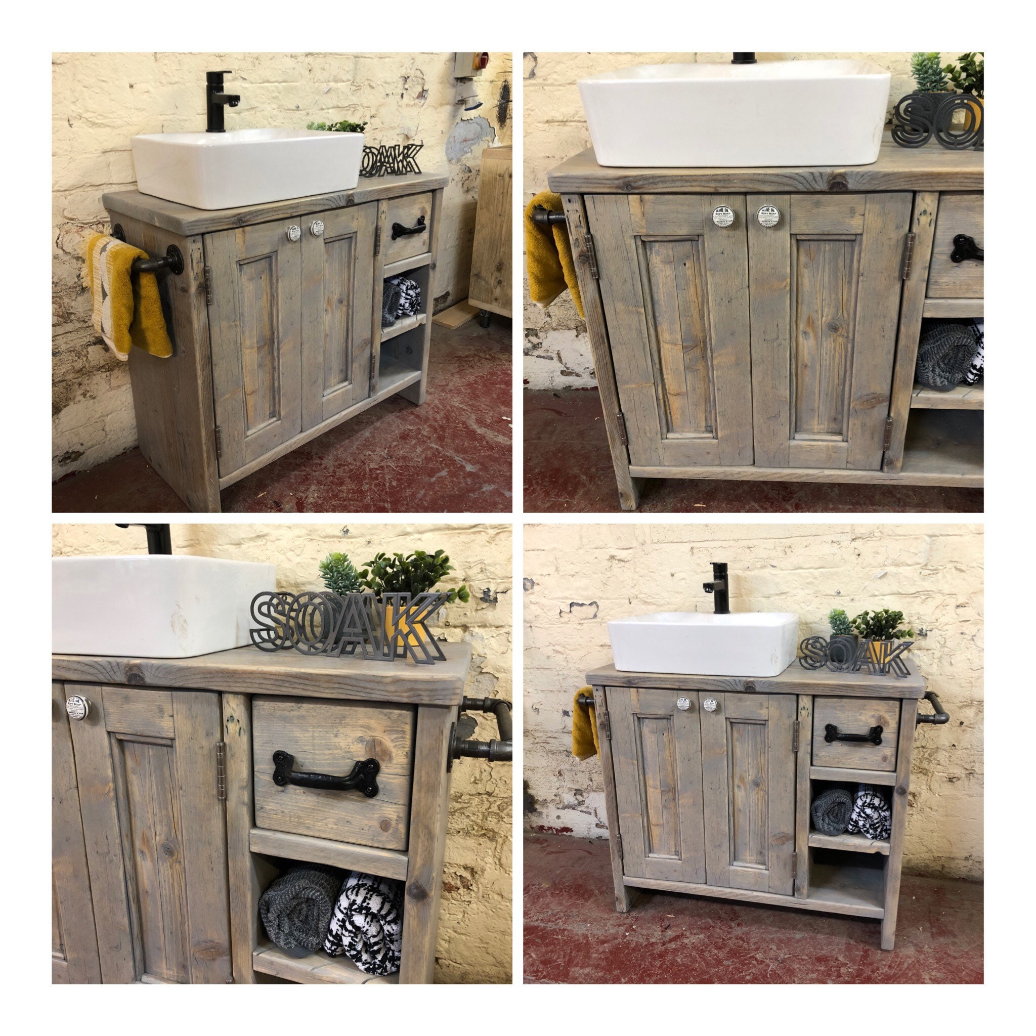 EDINBURGH Reclaimed Wood Bathroom Vanity, Wood Farmhouse Bathroom