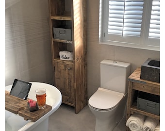 BATH | Handmade Wood Furniture | Bathroom Cupboard With Storage | Rustic Storage Unit | Natural Wood Bathroom  Storage Unit | Cupboard Unit