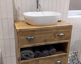 APPLETON | Rustic Handmade Wooden Bathroom Vanity Unit with Storage | Natural Solid Wood Basin Furniture | Custom Appleton