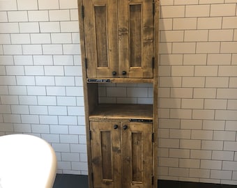 BENLLECH XL | Handmade Reclaimed Timber Furniture | Bathroom Cupboard With Storage | Rustic Storage Unit | Natural Wood Bathroom Cupboard