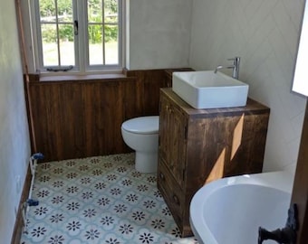 HEXHAM COMBINATION  |  Natural Handmade Wooden Bathroom Furniture | Wooden Vanity unit | Basin & Toilet Furniture Set | Bathroom Vanity Unit
