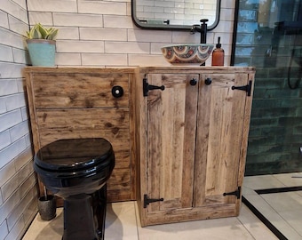 YORK COMBINATION  |  Natural Handmade Wooden Bathroom Furniture | Wooden Vanity unit | Basin & Toilet Furniture Set | Bathroom Vanity Unit