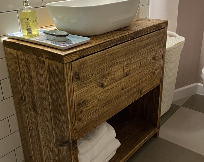 GLASGOW | Handmade Solid Wood Bathroom Furniture |  Custom Made Cabinet Washstand | Rustic Storage Unit | Wooden Bathroom Cabinet