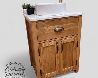LITTLEFORD | Classic Oak Single Drawer Over Twin Doors | Solid Oak | Reclaimed Oak | Solid Oak Bathroom Furniture
