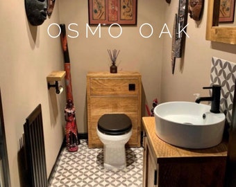 SETTLE WC | Wooden Cistern Unit | Handmade Bathroom Furniture | Custom Made Wooden WC Unit | Rustic Toilet Unit | Natural Wood Toilet Unit |