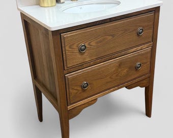 WINCHESTER 2  | Classic Solid Oak 2 Drawer Vanity Unit including Under mounted Basin