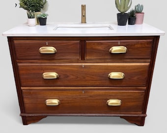 NOW SOLD VINTAGE 171 | Fully Restored Victorian Mahogany Bathroom Vanity | Vintage Mahogany  Vanity | Solid Mahogany Vanity | Vintage