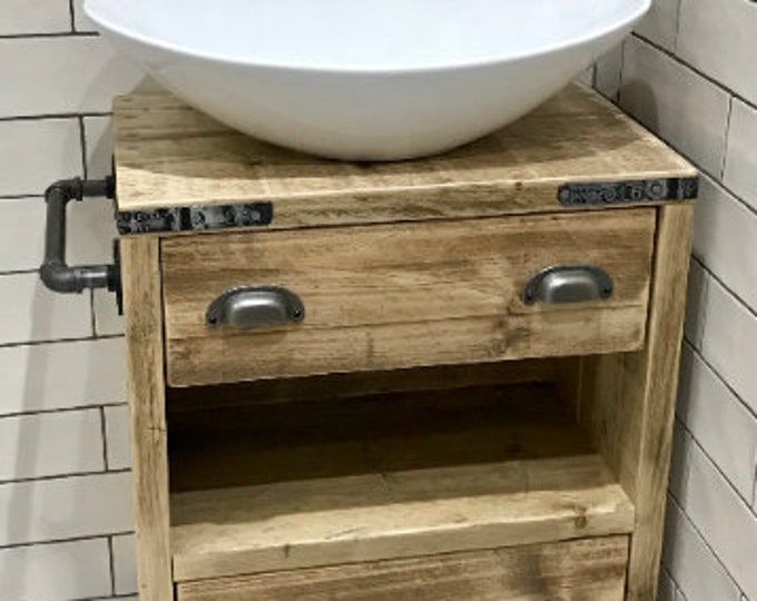 GADDESTON | Handmade Reclaimed Timber Bathroom Cabinet | Rustic Vanity | Recycled Bathroom Furniture | Bathroom Vanity Unit | Washstand