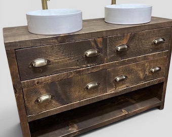 ABINGDON | IN STOCK  | Reclaimed Bathroom Vanity Unit  Handmade Solid Wood Cabinet with Drawers