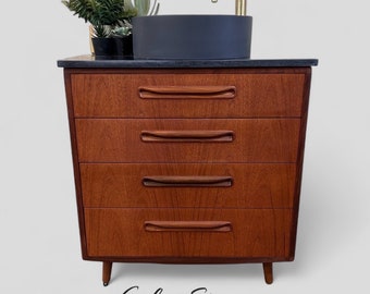 G-PLAN FRESCO | Bathroom Vanity Including Quartz Worktop | Tapered Legs | Mid-Century Bathroom Furniture