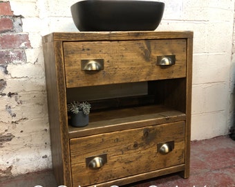 APPLETON | Handmade Wooden Furniture | Bathroom Vanity Unit With Storage | Rustic Basin Unit | Natural Wood Bathroom Vanity Unit | Rustic |
